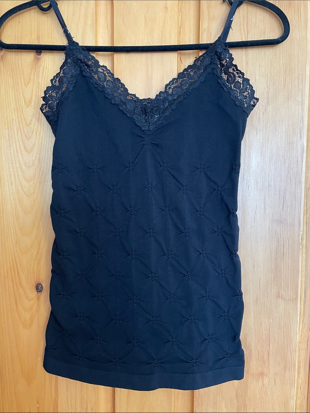 M.   Alluring Black Lace-Trim V-Neck Camisole Tank Top